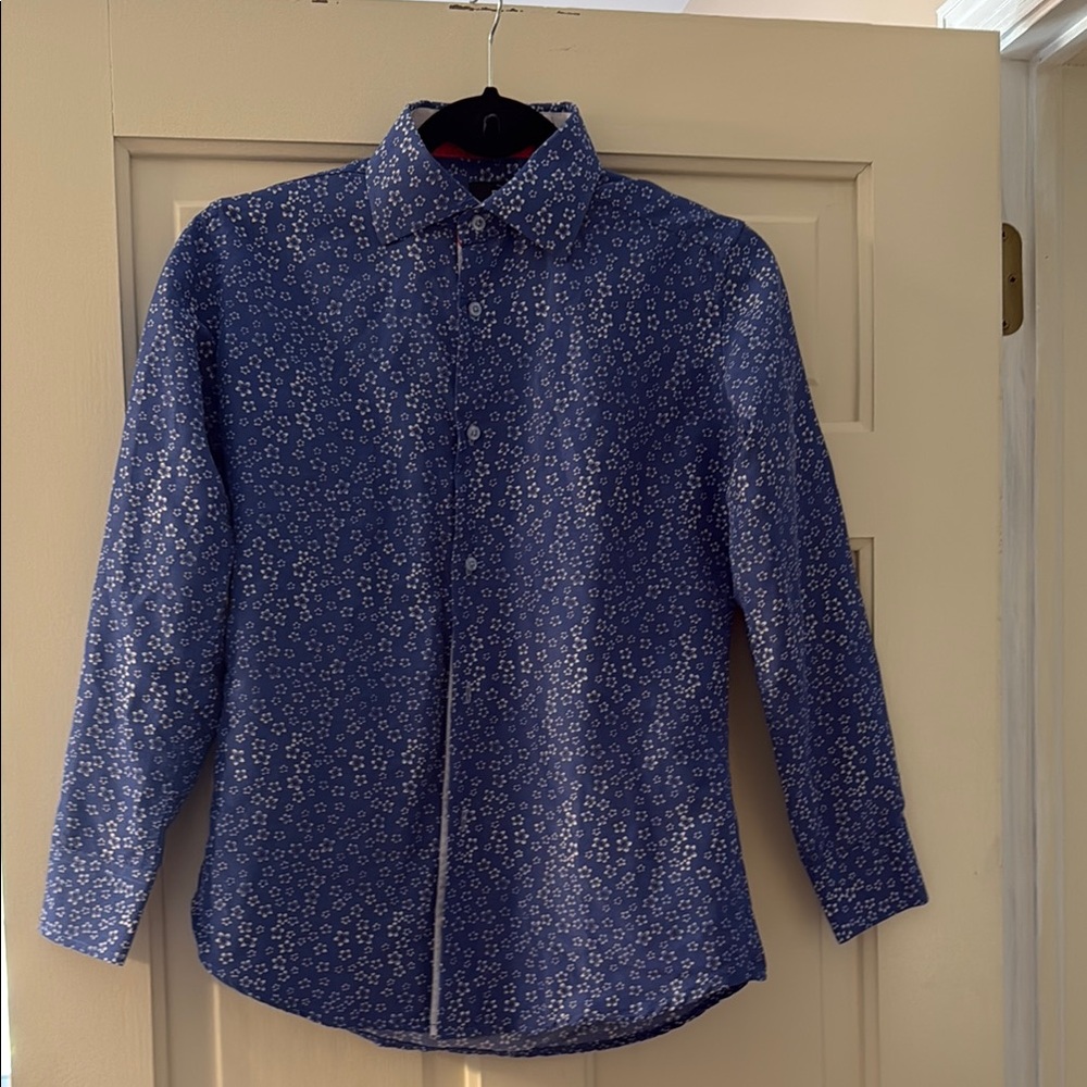 Blue and White Floral Button Down Shirt